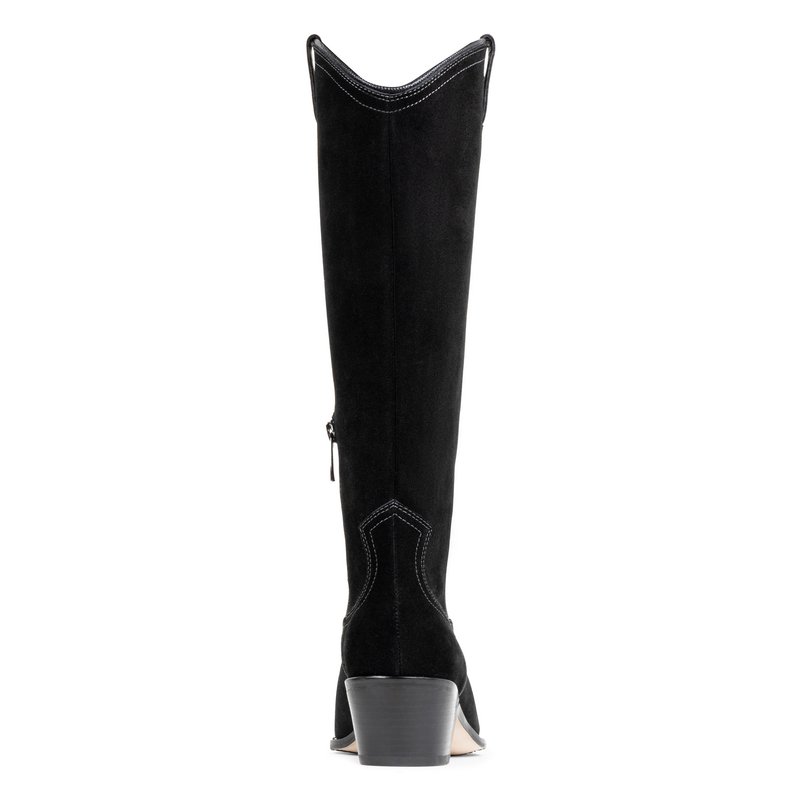 KARTER Women's Black Suede Flat Ankle Bootie | Donald Pliner at