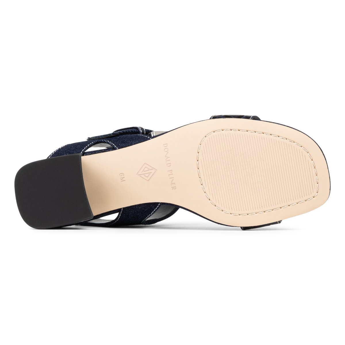 VIXI Heeled Sandal | Women's Navy Denim Croco Block Heel | Donald