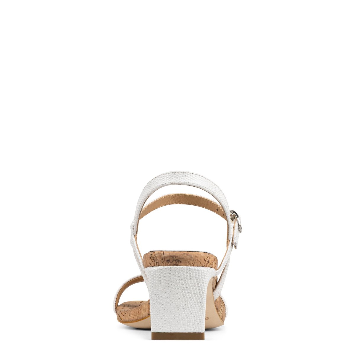 BRAZI White Textured Leather Heel Sandal | Women's Dress Heel