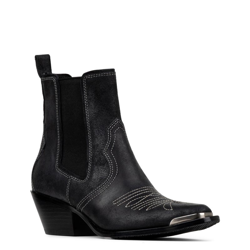 KARTER Women's Black Suede Flat Ankle Bootie | Donald Pliner at