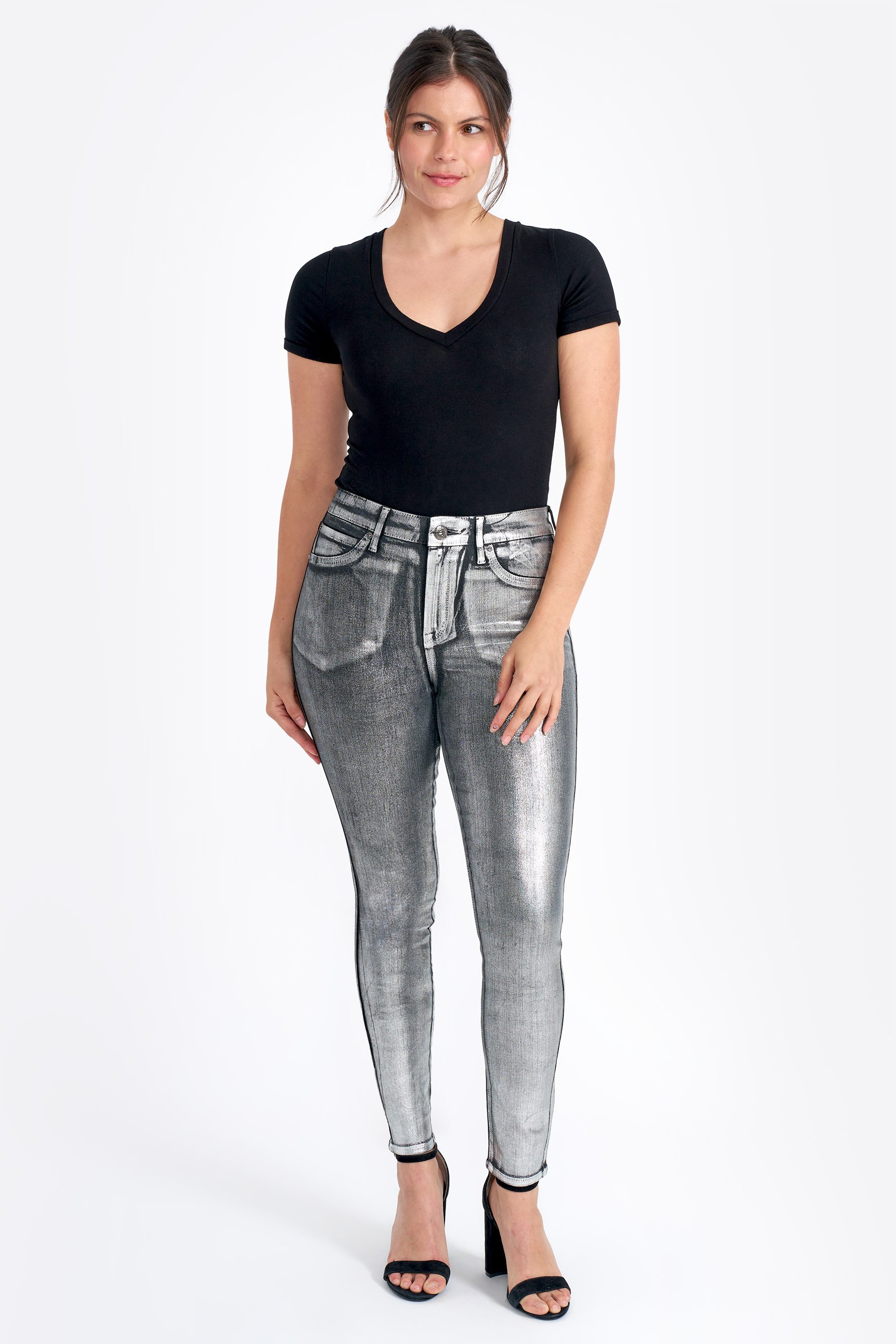 d*7様 jentlouis Foil Printed Denim Pants Limited Edition Foil Skinny Jean at Seven7 Jeans
