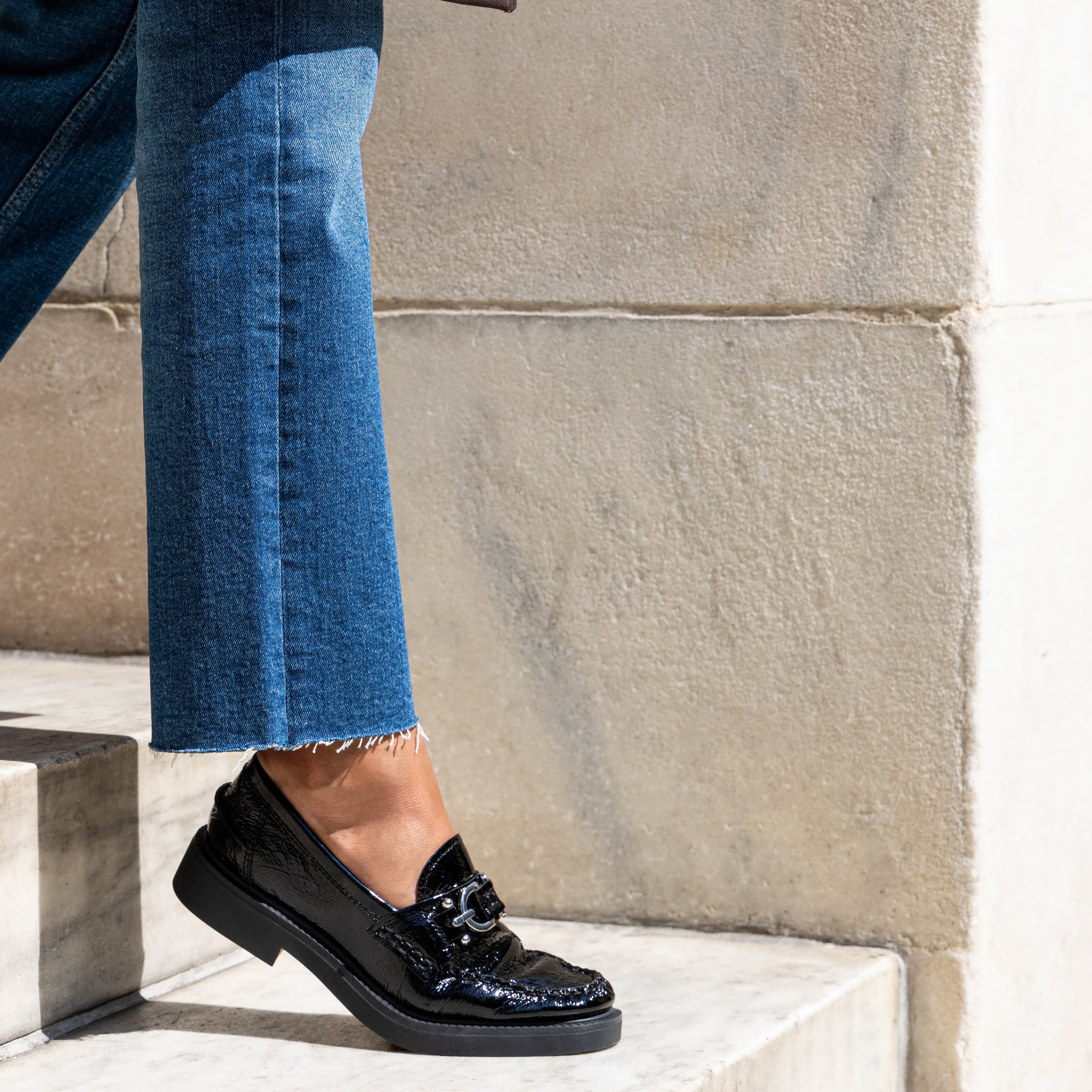 GALILEE Black Patent Leather Loafer | Women's Comfort Loafer