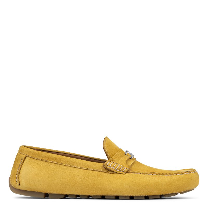 Donald J. Pliner Men\'s Suede Penny Loafers in Mustard Yellow Donald Pliner Men main image 3