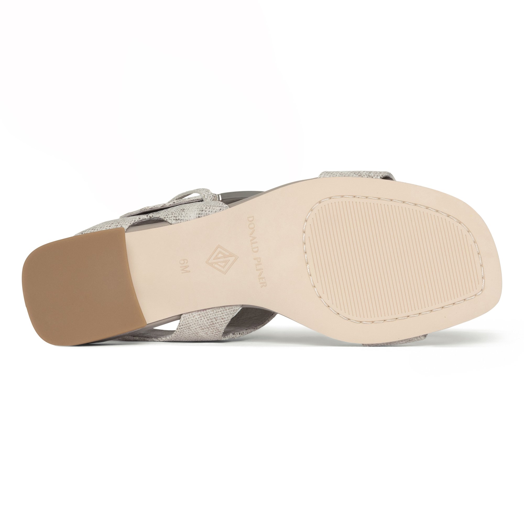 VIXI Heeled Sandal | Women's Pewter Leather Block Heel | Donald