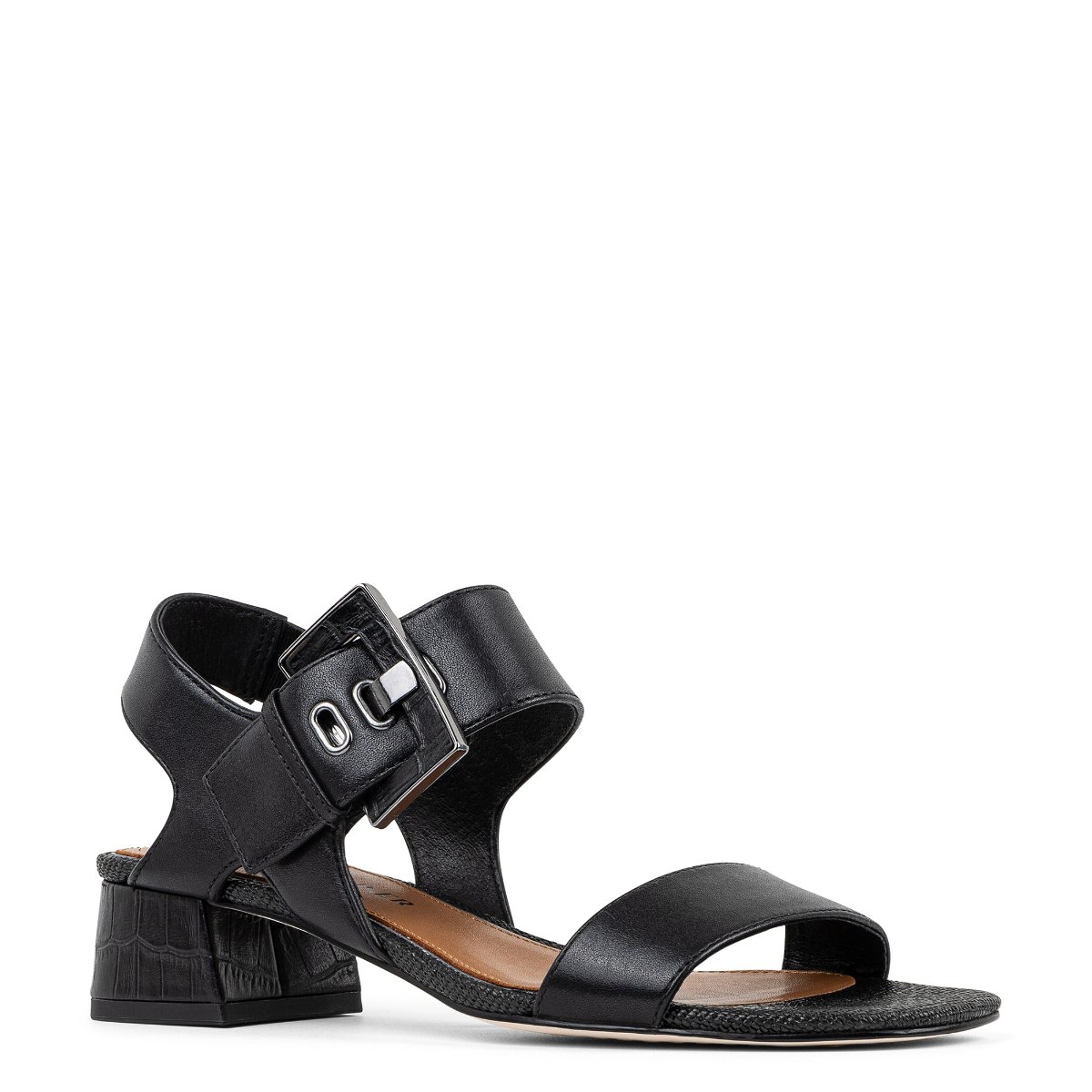 VIXI Heeled Sandal | Women's Black Leather Block Heel | Donald