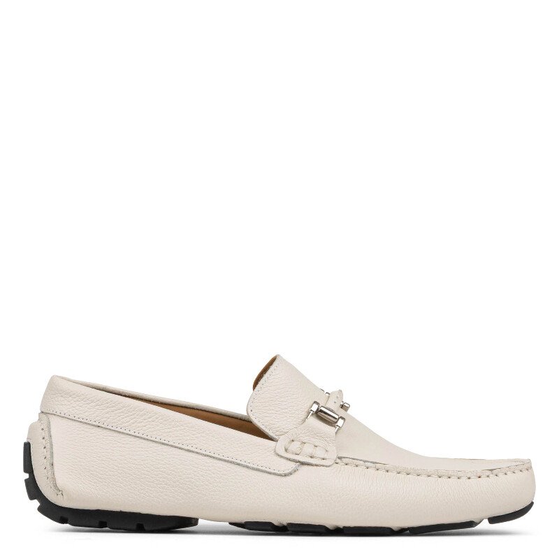 mens white dress loafers Leather Penny Trim White Loafer For Men main image 0